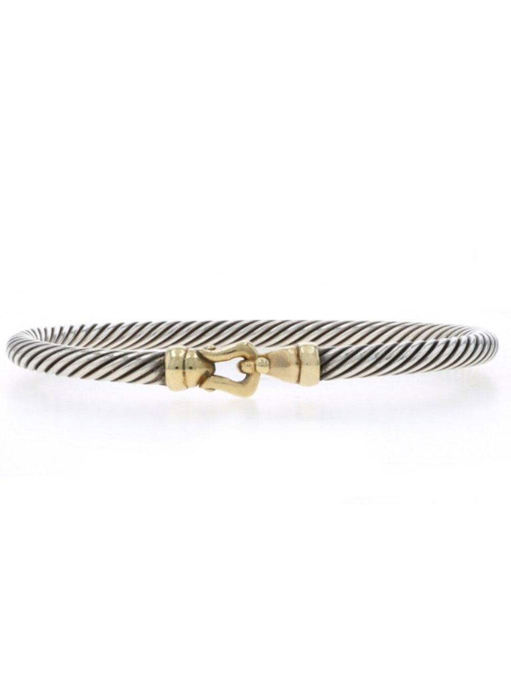 David Yurman Cable Hook Bangle Bracelet 6 1/4" - Sterling 925 Yellow Gold 18k